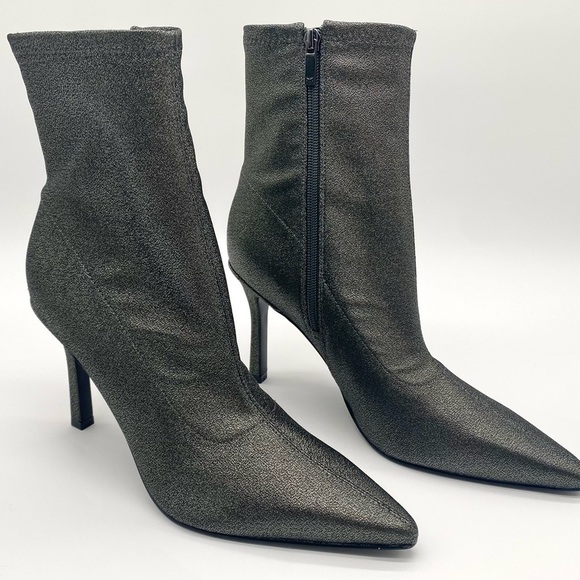 MARC FISHER Pewter Black Shimmer Glitter Kellen Heeled Bootie Size 10M NWOT - Picture 5 of 14